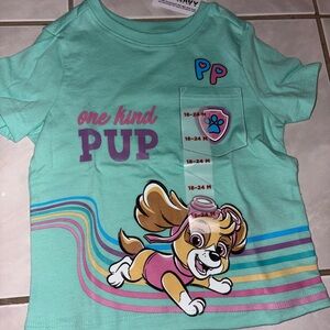 Old Navy Mint Green Kids Tee with Cartoon Pup Design